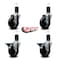 Service Caster 4'' Hard Rubber Wheel Swivel 1-5/8'' Expand Stem Caster Set 2 Brakes, 4PK SCC-EX20S414-HRS-2-PLB-2-158 - alternate 2
